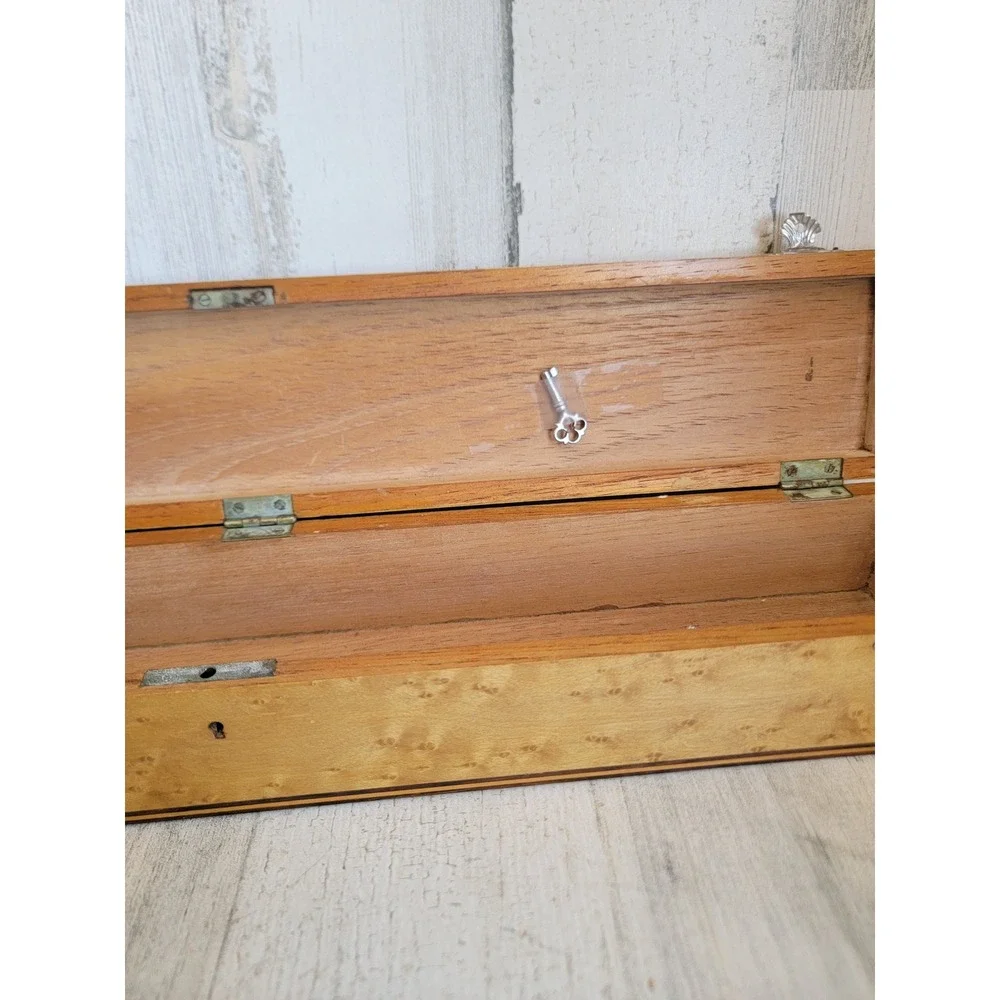 Vintage long lock key flute instrument‎ hinged wooden unique home decor